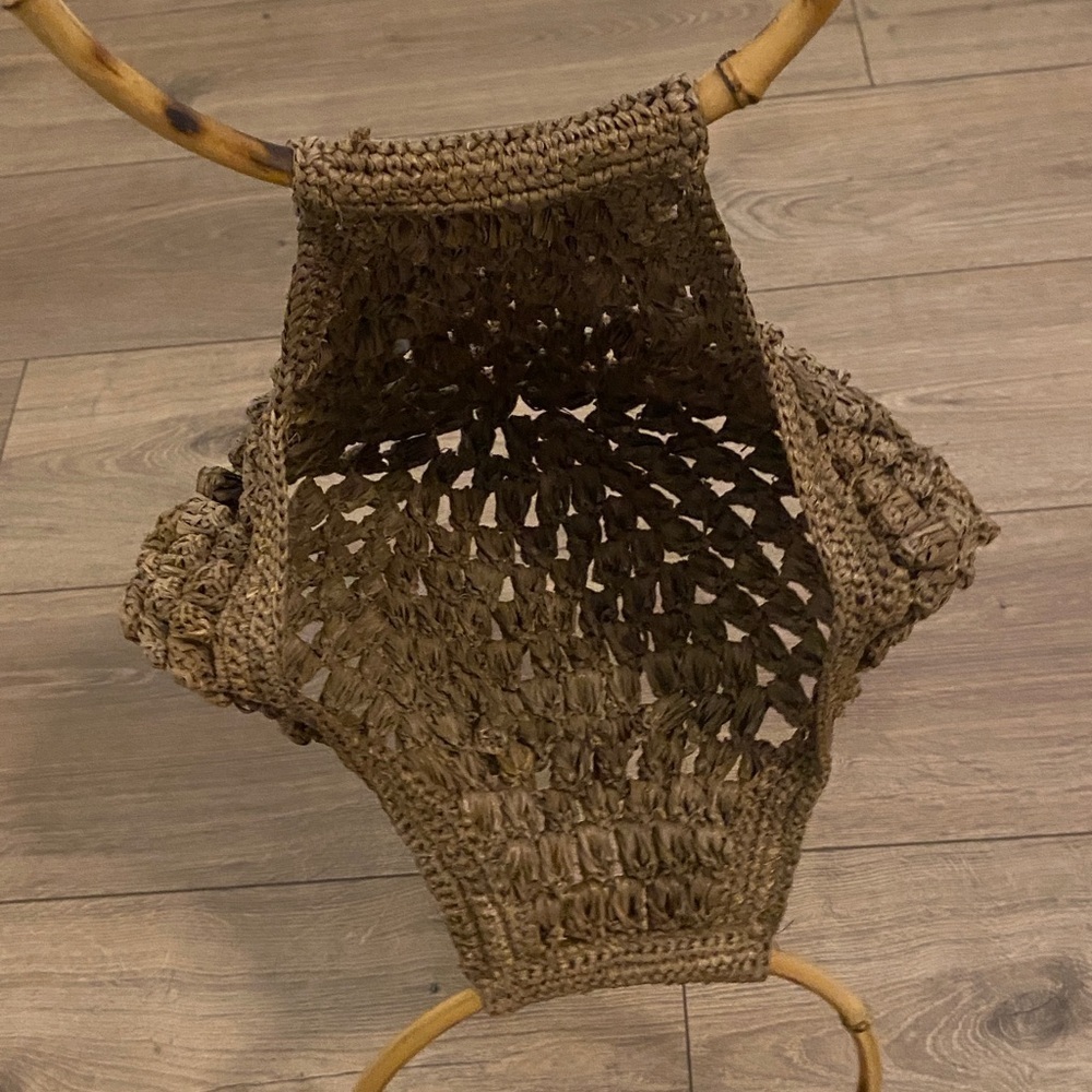 Izia Bag Tea Made in Mada Handcrafted Resort Brown Woven Purse - Picture 5 of 8